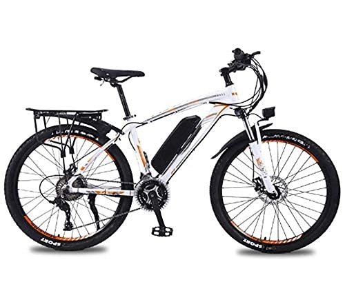 Electric Bike : WXDP Self-propelled Electric mountain bike, 26 '' city electric bike for adults with detachable 36V 8Ah / 10Ah / 13 Ah lithium-ion battery 27-speed shifter aluminum alloy frame unisex, white oran
