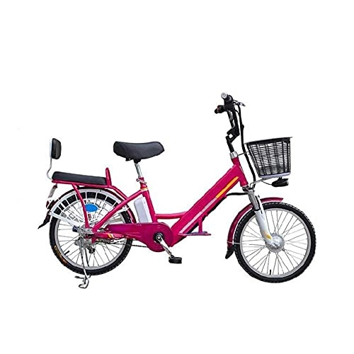 Electric Bike : WXDP Self-propelled Urban Commuter electric bike, double shock absorption 20 / 24 inch adult lightweight e-bike with LED instrument Electronic rear light Has a rear seat, red, A.