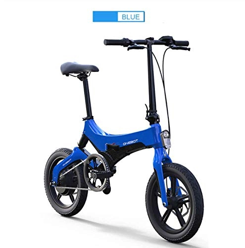 Electric Bike : WXJWPZ Folding Electric Bike 16inch Mini Folding Electric Bike 36V Lithium Battery Hidden In Frame 250w Rear Wheel Motor Rear Shock, Blue