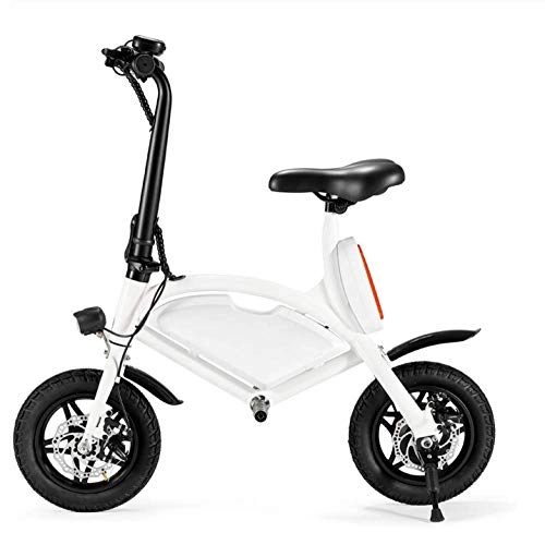 Electric Bike : WXJWPZ Folding Electric Bike For Adult Aluminum Alloy Frame Mini Type 12inch 6.6AH Battery Two Wheel Brushless Electric Bicycle, White