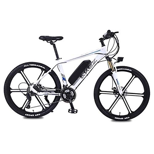Electric Bike : WXX 350W Adult Electric Mountain Bike, 26Inch 36V E-Bike with 13Ah Lithium Battery, Double Disc Brake City Bicycle Endurance Mileage 45Km, White, 10AH