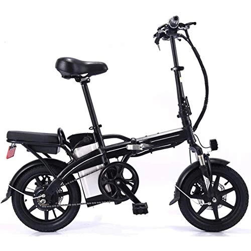 Electric Bike : WXX Folding Electric Bike for Adults, Removable Battery with Mobile Phone Holderbicycle 350W Motor14 Inchestandem Motorcycle, for Outdoor Cycling, Black, 16AH