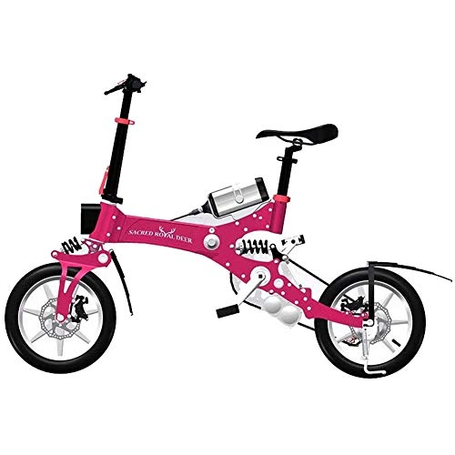 Electric Bike : WYYSYNXB Adult Lithium Battery Portable Electric Bicycle Mountain Folding Bikes 5 Colors Available, Pink