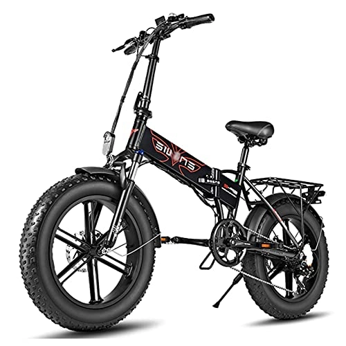 Electric Bike : WZW EP2 Adults Mountain Electric Bike 20inch 750W 4.0 Fat Tire Folding Ebike 48V / 12.8Ah Removable Lithium Battery Electronic Bicycle 7 Speed Gears (Color : Black, Size : 2b)