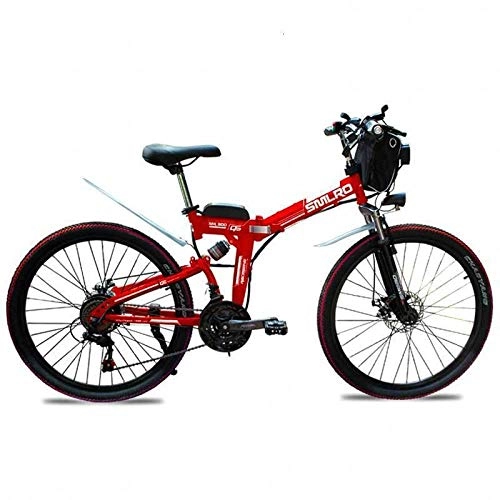 Electric Bike : X300 RPHP21 speed folding electric bicycle / 26 inch electric bicycle 350W 48V 10AH-36V 10ah 350w Red_24 inch