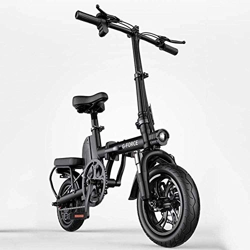 Electric Bike : XBSLJ Electric Bikes, Folding Bikes Aluminum Alloy with Removable Support Mobile Phone Charging Portable 100Km 48V Lithium-Ion Battery for Adults Teens-Black