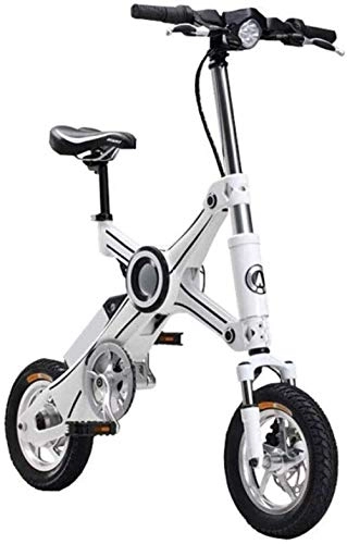 Electric Bike : XBSLJ Electric Bikes, Folding Bikes Folding Ebike Aluminum Alloy Chainless Electric Bike Light and Fast Folding Ebike 10-Inch with Child Seat 35KM Adult-White
