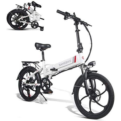 Electric Bike : XCBY Electric Bike Folding E-Bike - Electric Moped Bicycle with 48V 350W Motor Remote Control White