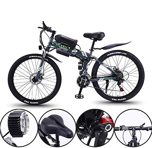 Electric Bike : Xcmenl 26 Inch Electric Bike 36V 350W Motor Snow Electric Bicycle with Shimano 21 Speed Foldable MTB Ebikes for Men Women Ladies / Commute Ebike, Green