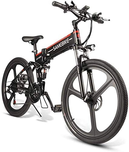 Electric Bike : XCT Electric mountain bike, 26-inch foldable electric bike with 48V 10.4Ah lithium-ion battery, high resistance and 21-speed shock absorption