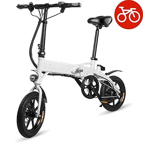 Electric Bike : xfy-01 Electric Bike, Foldable 14 Inch City Bicycle, Remote Control Anti-Theft Bicycles, with 14-Inch Tires, 36V 250W Motor, White