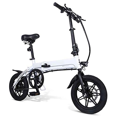 Electric Bike : xfy-01 Lightweight Folding Bicycle - Electric Bike with 7.5Ah Lithium Ion Battery - 14 Inches Wheel - White