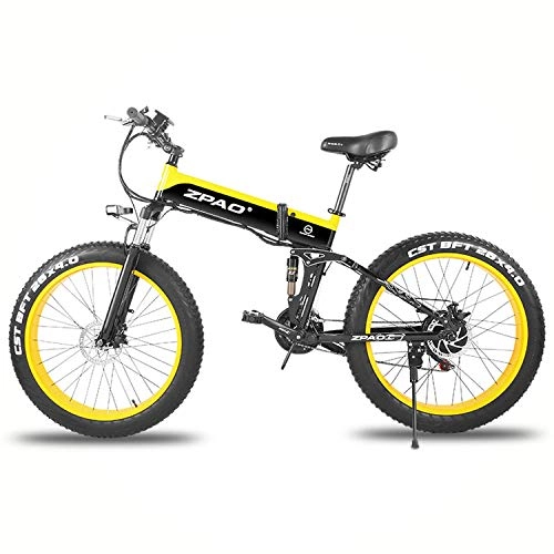 Electric Bike : XHCP bicycle Mountain bike 26 Inch 48V 500W Folding Mountain Bike, 4.0 Fat Tire Electric bike, Handlebar Adjustable, LCD Display with USB Plug