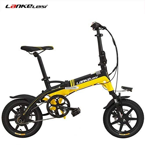 Electric Bike : XHCP bicycle Mountain bike A6 14 Inches Folding Pedal Assist Electric Bike, 36V 8.7Ah Hidden Lithium Battery, Aluminum Alloy Frame, 5 Grade Pedal Assist, Integrated Wheel.