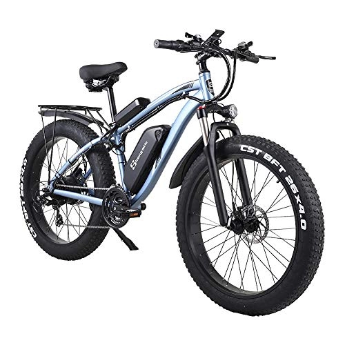 Electric Bike : xianhongdaye 1000W electric bicycle electric fat bike ATV cruiser electric bicycle 48v17ah lithium battery electric mountain bike-blue