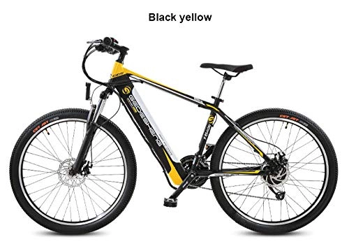 Electric Bike : xianhongdaye 26-inch electric bicycle 48V10ah lithium battery hidden in the frame Lightweight electric bicycle LED car-grade lighting-Black yellow