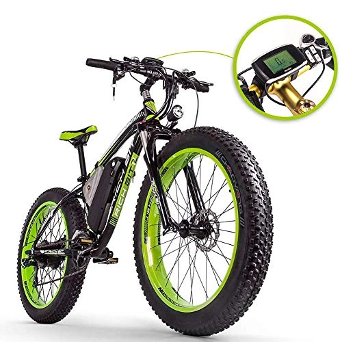 Electric Bike : xianhongdaye 27.5 inch wide tire electric mountain bike hidden lithium battery bicycle adult travel 5 speed resistance variable speed electric bicycle 400w-Green