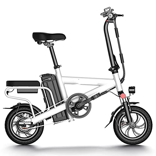 Electric Bike : Xiaokang Folding Electric Bike, 12 inch E-Bike Scooter Portable City Speed Bike 3 Modes with LED Lighting Unisex Electric Assisted Bicycle Outdoor Riding, White