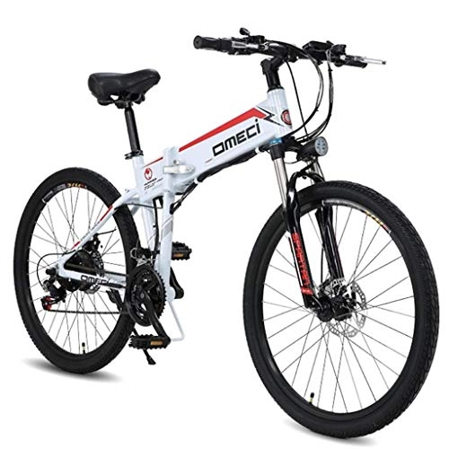 Electric Bike : Xiaotian 26 Inch Electric Folding Bicycle Bicycle Road Bike Double Suspension 48V10ah 300W Motor, Aluminum Alloy Frame, White