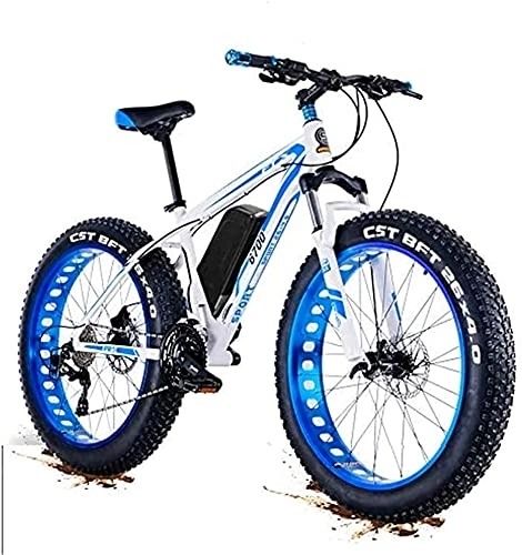 Electric Bike : XielInd Electric Bike Electric Mountain Bike Aluminum E-Bike 26 inch 4'' Tires 250W 25km / h Adults Ebike Suspension Fork w / 48V 18Ah Battery 21 Speed Disc Brake Shifting Built Trail Riding, White