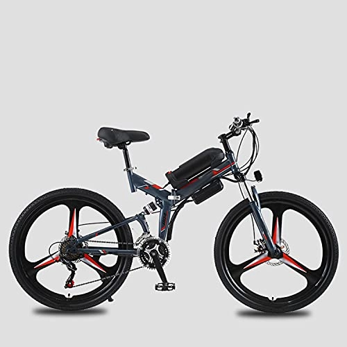 Electric Bike : XILANPU Electric Bicycle, 10AH Lithium Battery Assisted Bicycle Electric Folding Mountain Bike Adult Double Shock Absorption High Carbon Steel Material, Red