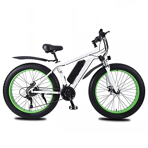 Electric Bike : XILANPU Electric Bicycle, 26-Inch Aluminum Alloy ATV 36V350W Snowmobile 4.0 Tire Lithium Battery Electric Vehicle, White, 13AH