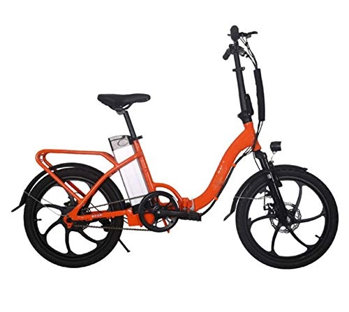 Electric Bike : XINTONGSPP 20-Inch Mobility Bicycle, Aluminum Alloy Ultra-Light Folding Electric Vehicle Lithium Battery Power Bicycle Adult Mobility Battery, Orange