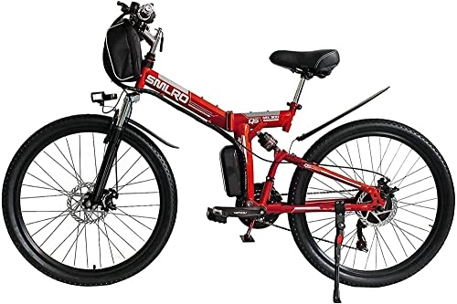 Electric Bike : XINYUDAGE Ebikes For Adults Folding Electric Bike MTB Dirtbike 26 48V 10Ah 350W IP54 Waterproof Design Easy Storage Foldable Electric Bycicles For Men-Red iteration