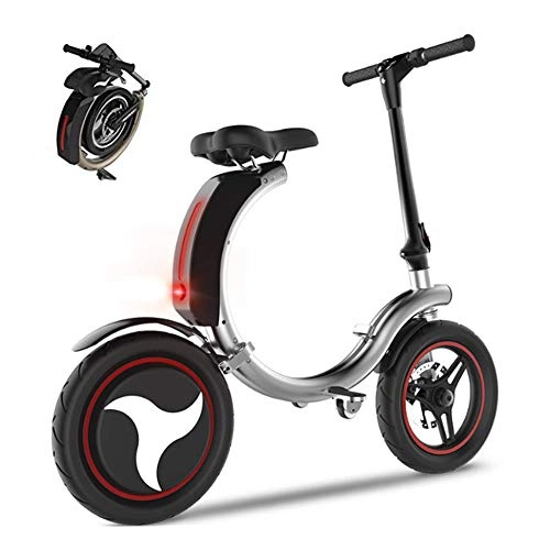 Electric Bike : XIXIsport 14-inch folding electric bicycle aluminum alloy chainless electric bike light and fast folding ebike, Silver