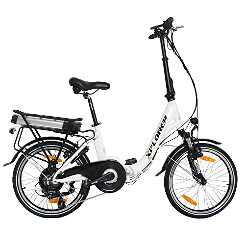 Electric Bike : Xplorer City Vibe, 20 inch Folding Electric Bicycle, E-Bike with Motor BAFANG 250W, Battery 36V 13AH, 20 inch Alloy Frame, Gear Shift SHIMANO TOURNEY 7 Spd, with V Brake TEKTRO