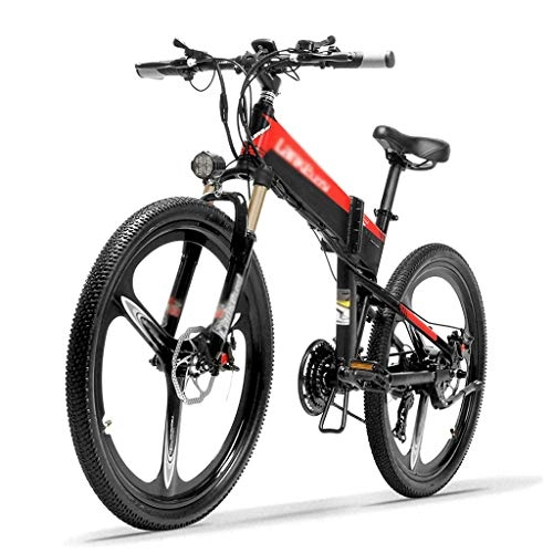Electric Bike : XT600 26'' Folding Ebike 400W 12.8Ah Removable Battery 21 Speed Mountain Bike 5 Level Pedal Assist Lockable Suspension Fork