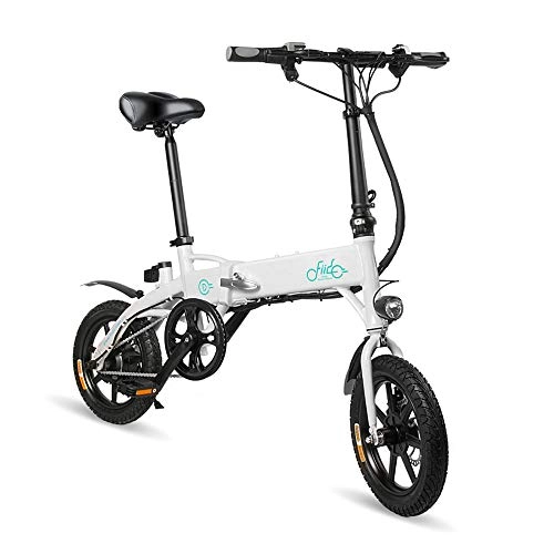 Electric Bike : XUYIN Folding Electric Bicycle, 14-Inch Electric Bicycle 250W Brushless Motor Three Riding Modes Pure Electric Riding 40-55KM Lithium Battery 10.4Ah, White