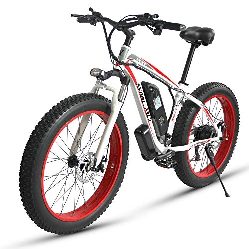 Electric Bike : XXCY 1000W Electric Bike Mens Mountain Ebike 21 Speeds 26 inch Fat Tire Road Bicycle Beach / Snow Bike with Hydraulic Disc Brakes and Suspension Fork (02green)