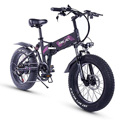 Electric Bike : XXCY 20 Inch Fat Tire, 36v 500w Motor, Foldable Bicycle, Electric Bike, Mobile Lithium Battery Shimano 7 Speed Disc Brake (purple)
