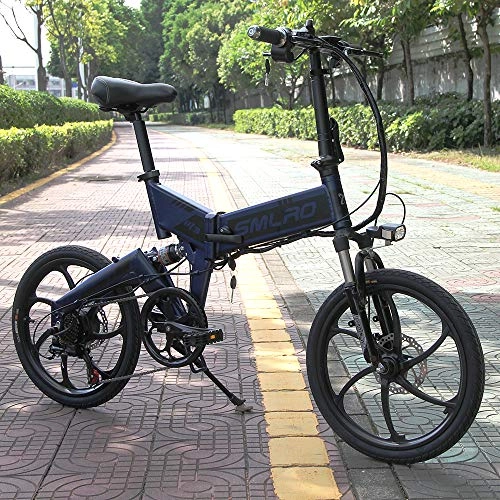 Electric Bike : XXCY 20 Inch Folding Electric Bicycle, 350W Foldable Electric Bike Safe Adjustable Portable for Cycling, Shimano 21 Speed (blue)
