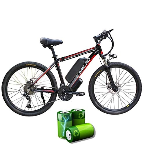 Electric Bike : XXCY C6 Electric Mountain Bike, 1000W 26'' Electric Bicycle with Removable 48V 15AH Lithium-Ion Battery Shimano 27 Speed Gear (Black red)