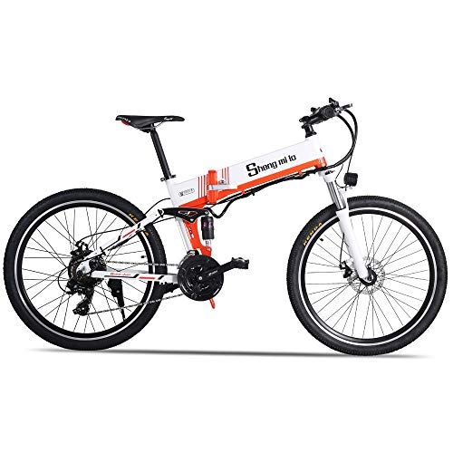 Electric Bike : XXCY m80+ 500W 48V12.8AH Electric Mountain Bike Full Suspension 21Speeds (orange)