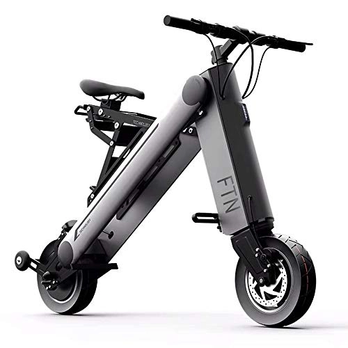 Electric Bike : XXZQQ Electric Bicycle, Folding Portable Aluminum Alloy Material for Adults 36V Lithium Ion Battery 10 Inch Wheel Electric Bicycle Adult Endurance Mileage 30-35KM, Gray