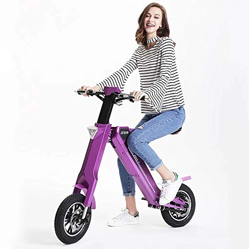 Electric Bike : XXZQQ Foldable Lightweight Electric Scooter, 350W Motor with Bluetooth Connection, Adult Sports Scooter, Advanced Lithium-Ion Battery Support 440 Pounds for Teenagers Over 12 Years Old, Purple