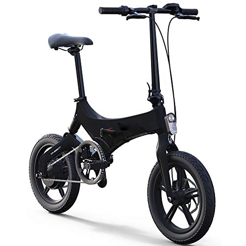 Electric Bike : Y.A Folding Electric Car Small Battery Car for Men and Women Ultra Light Portable Lithium Battery Adult Travel Bicycle Black 36V