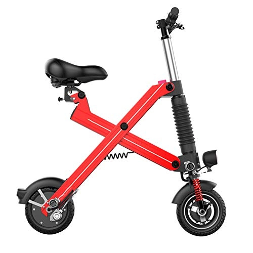Electric Bike : Y&WY Electric Bike, 8" Ultra Light Folding City Bicycle, Aluminum Alloy Frame, Maximum Speed 20 KM / H Adult Mini Electric Car, Red