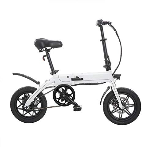 Electric Bike : Y&WY Folding Electric Bike, City Bicycle 250W Speed Up To 25Km / H Aluminum Alloy Frame Travel Pedal Small Battery Car Unisex, White, Battery~8Ah