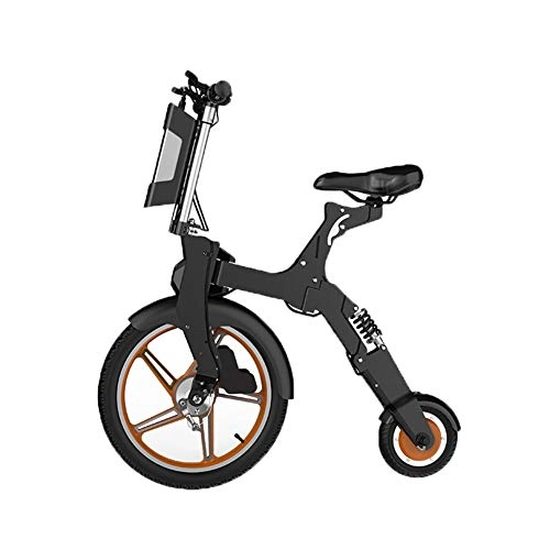 Electric Bike : Y&WY Mini Electric Bike, Ultra Light Folding City Battery Car Aluminum Alloy Frame, Removable Battery Maximum Speed 25 KM / H Adult Bicycle, Orange, Battery~5.2Ah