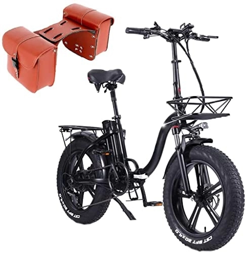 Electric Bike : Y20-20 inch folding electric bike, 4.0 wide tire snowmobile, aluminum alloy mountain bike, pedal assist (15Ah), LCD instrument, with rear seat bag