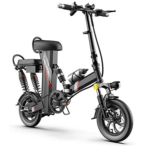Electric Bike : YAMAXUN Electric Cycle with Two Seat, LCD Display And 12-Inch Explosion-Proof Tires, USB Phone Holder, 25Km / H Speed, 250KG Load, Three Power Modes, Foldable And Easy To Carry, Black, 720Wh15A 45 / 55km
