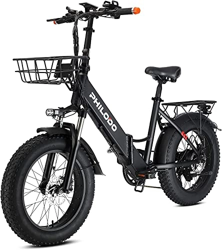 Electric Bike : YANGAC 20'' Electric Bikes, Fat Tire - Adults, w / 250W Power Motor, 48V 13Ah Removable Li-Ion Battery, Range 60 Miles, Dual Hydraulic Disc E-Bike, 3 Riding Modes, LCD Display (UK Stock), Black