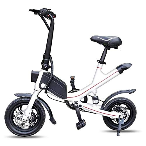 Electric Bike : YANGMAN-L Folding EBike, Road Bike 350W Aluminum Electric Bicycle with Pedal for Adults and Teens 12 inch Electric Bike 15Mph with 36V / 6.6 AH Lithium-Ion Battery, White