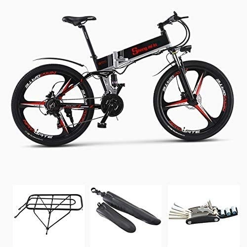 Electric Bike : YAOJIA Bycicles adult bike 26 Inch Electric Bicycle Folding Mountain Bike 48V Lithium Battery Power Bicycle Aluminum Alloy Transportation Adult Electric Road Bikes trek road bike