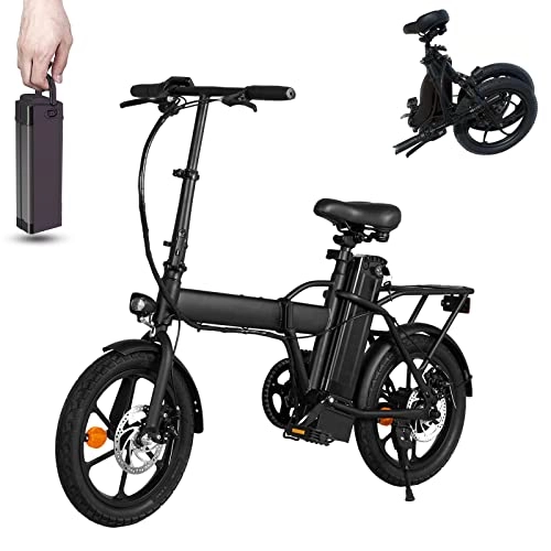 Electric Bike : YAOLAN Electric Bike, 16’’ Folding Electric Bicycle E-bike with 250W Powerful Motor, 36V 7.5Ah Rechargeable Removable Lithium Battery, Electric Mountain Bike for Adult