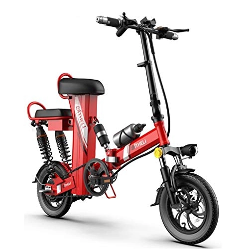 Electric Bike : YAUUYA E Bike Electric Cycle With Two Seat, LCD Display And 12-inch Explosion-proof Tires, USB Phone Holder, 25km / h Speed, 250KG Load, Three Power Modes, Foldable And Easy To Carry